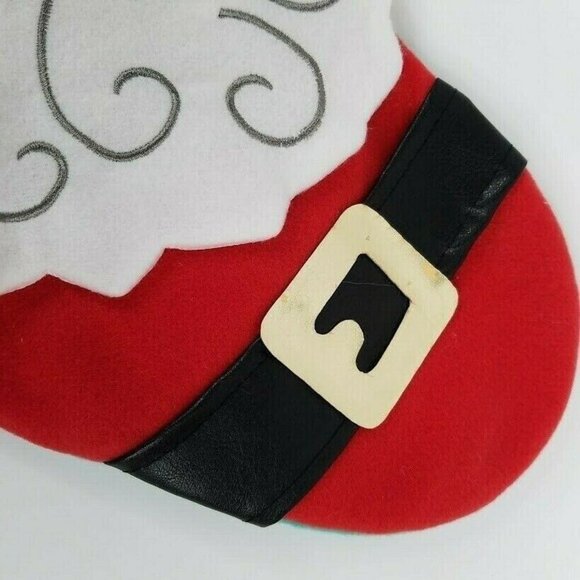 Ashland Santa Claus Christmas Holiday 17" Stocking Red‎ White Teal Applique New - Picture 4 of 5